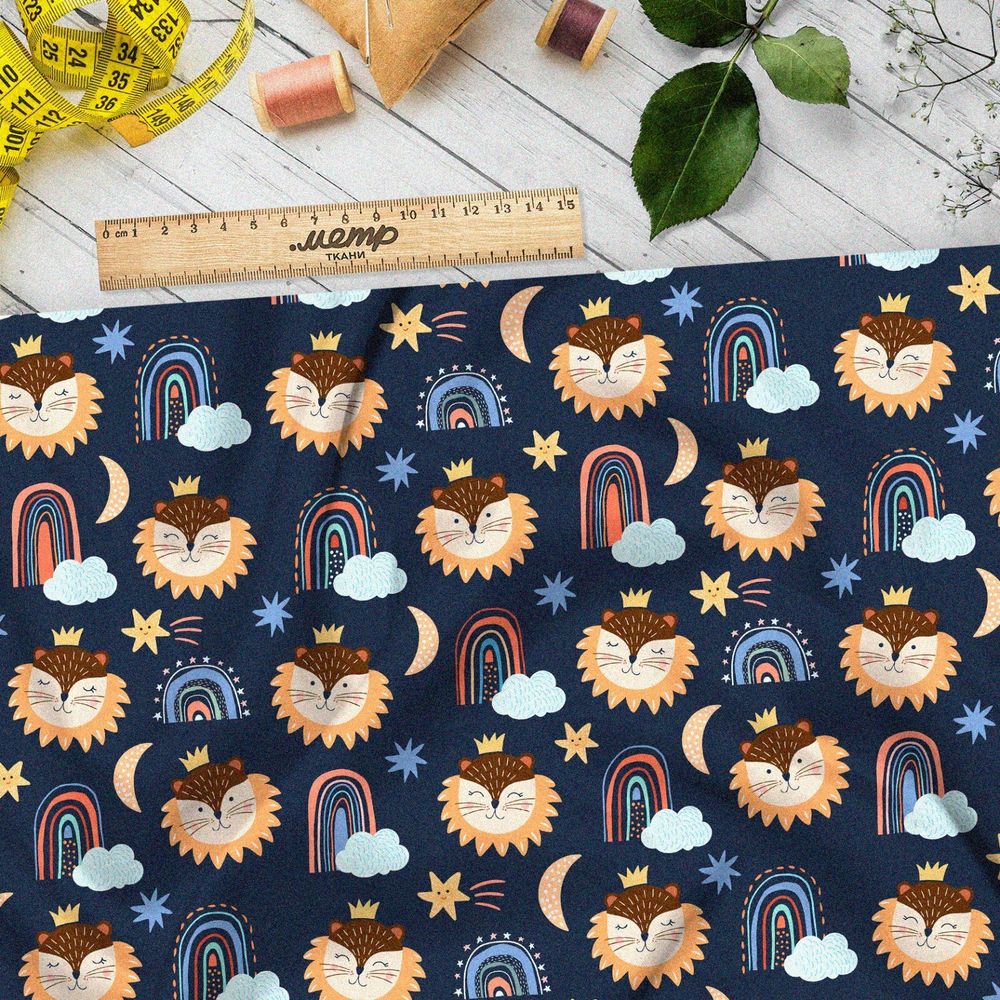 Ткань дюспо детская иллюстрация лев в ночи