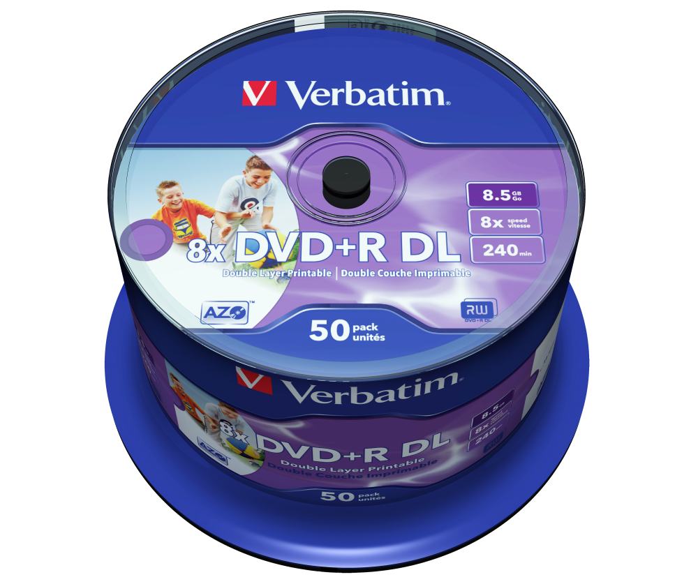 Оптический диск Verbatim  V DVD+R DL 8.5GB 8X PRINTABLE (50 шт.)