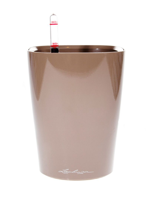 Кашпо Lechuza "Deltini Complete taupe high gloss" (пластик), 15xH19 см