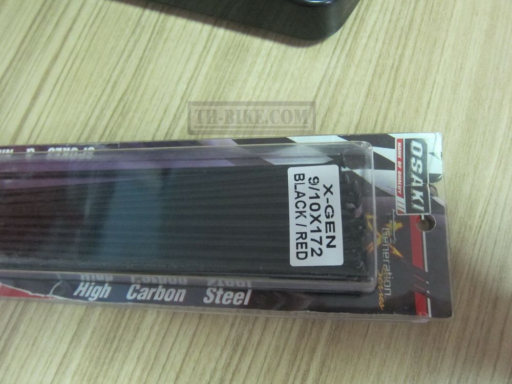 Spoke Set 9/10X172, Black-Red. For Honda CRF250L-M-Rally (for 17" rim). OSAKI. Made in Thailand. 36p set. Spokes+Nipples. th 3,5mm