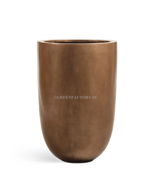 Кашпо TREEZ Effectory - Metal - Высокий конус-чаша - Тёмное матовое золото