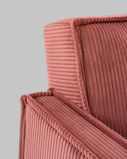 Диван прямой раскладной Кассель велюр рельефный коралловый