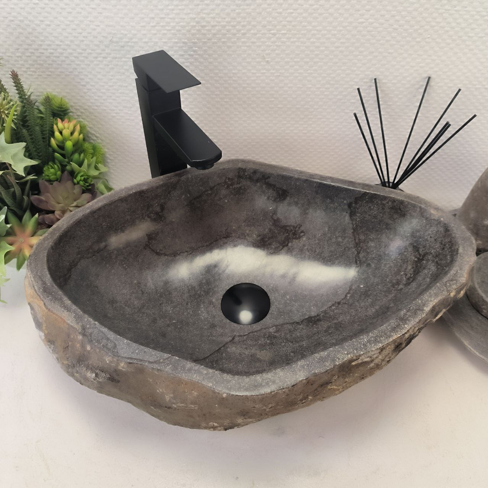 Каменная раковина из речного камня RS-63682 (52*36*16) 0122