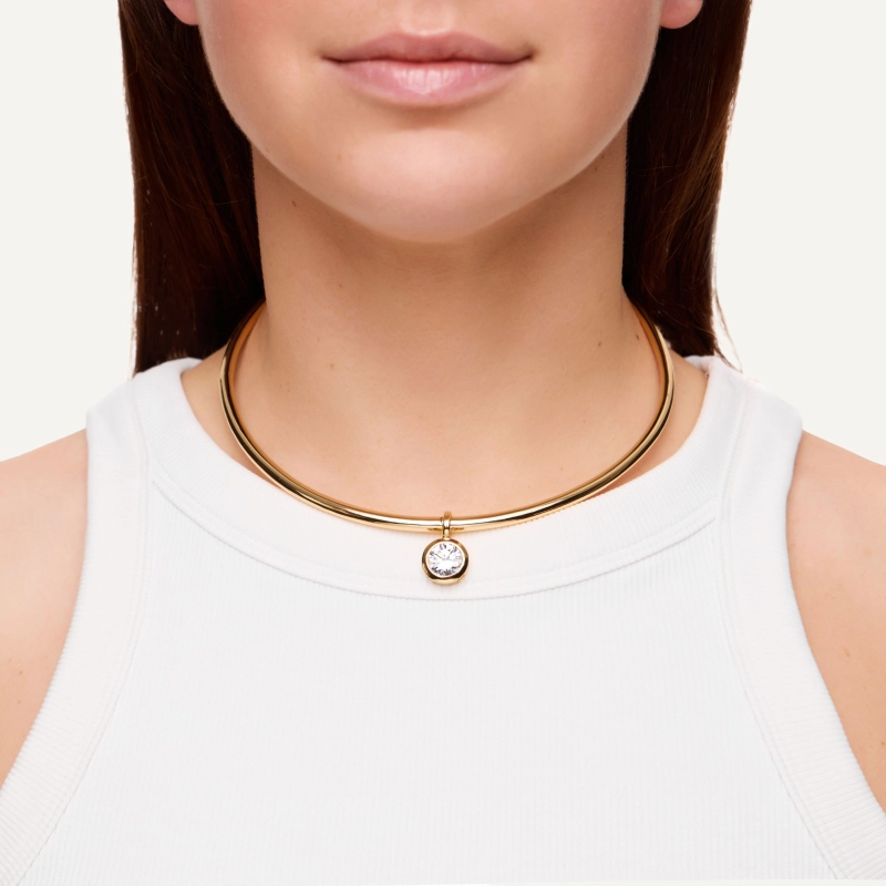 Чокер Жесткая Основа – Золото, Прозрачный круг