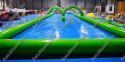 Водная горка без надувного дна, на подкачке ТУРБО "Хит", 152*6,6*2 м