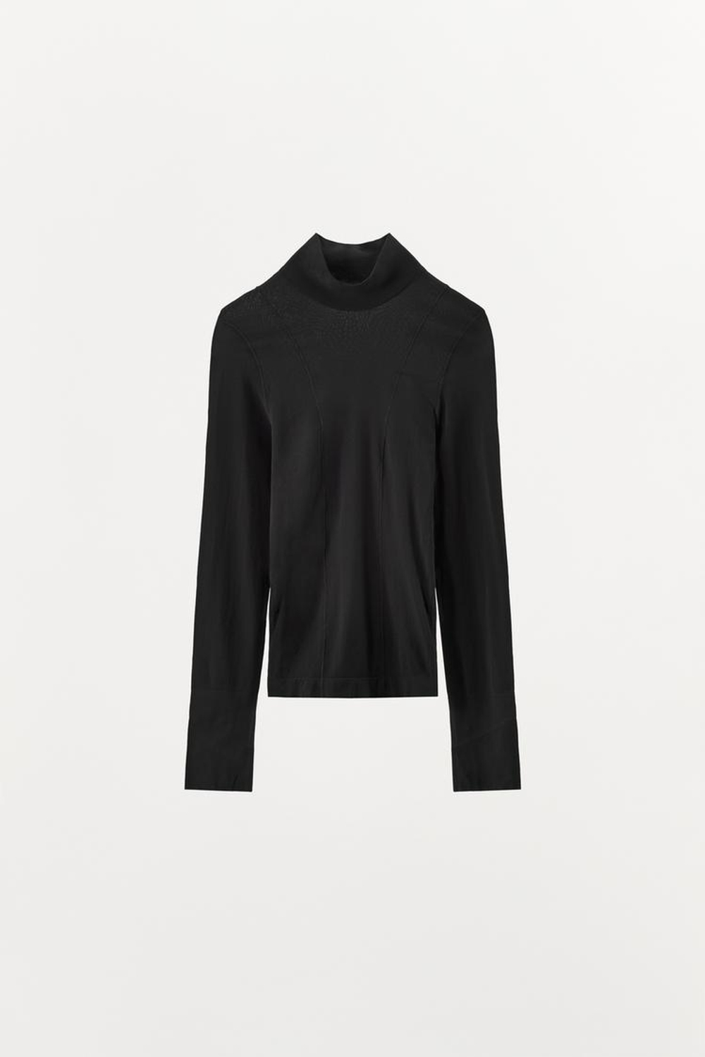 ZARA ТОП С ВЫСОКИМ ВОРОТНИКОМ И ПОЛИАМИДОМ, ЧЕРНЫЙ