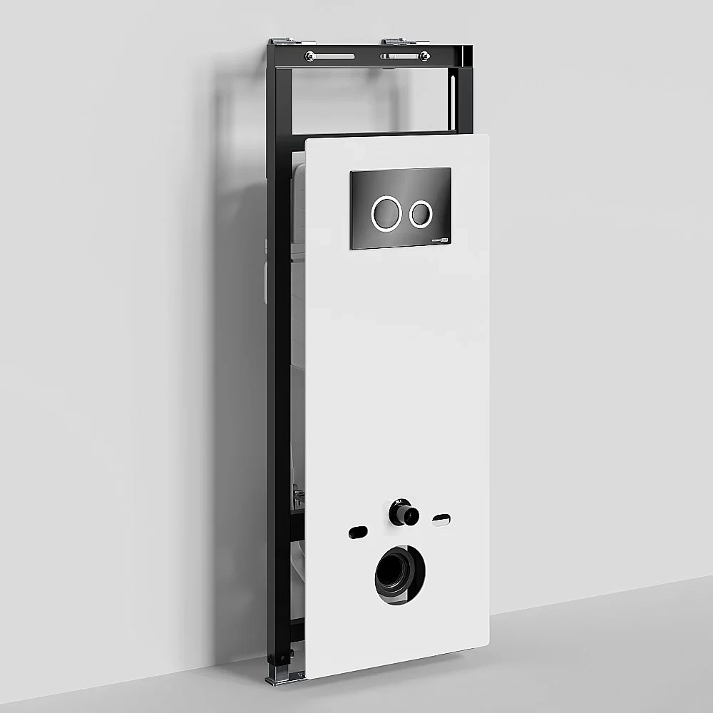 Инсталляция для унитаза WasserKraft Salm 27TLT.010.ME.WH.PB01 белая панель/кнопка черная глянцевая