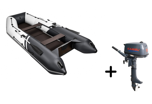 Броня-360 СК белый-черный + KAMISU T 5 BMS (комплект лодка + мотор)