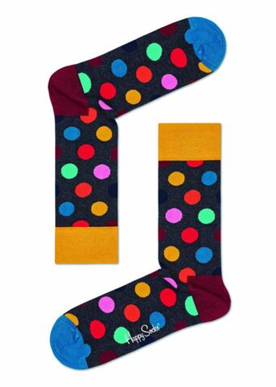 Черные носки Big Dot Sock в цветной горох (Размер: 25) (Цвет: черный)