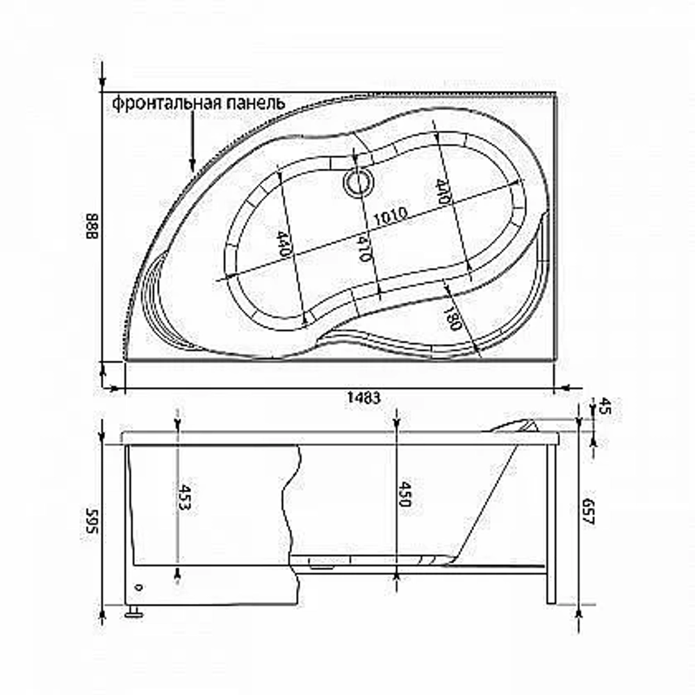 Акриловая ванна Aquanet Graciosa 150x90 с к/с