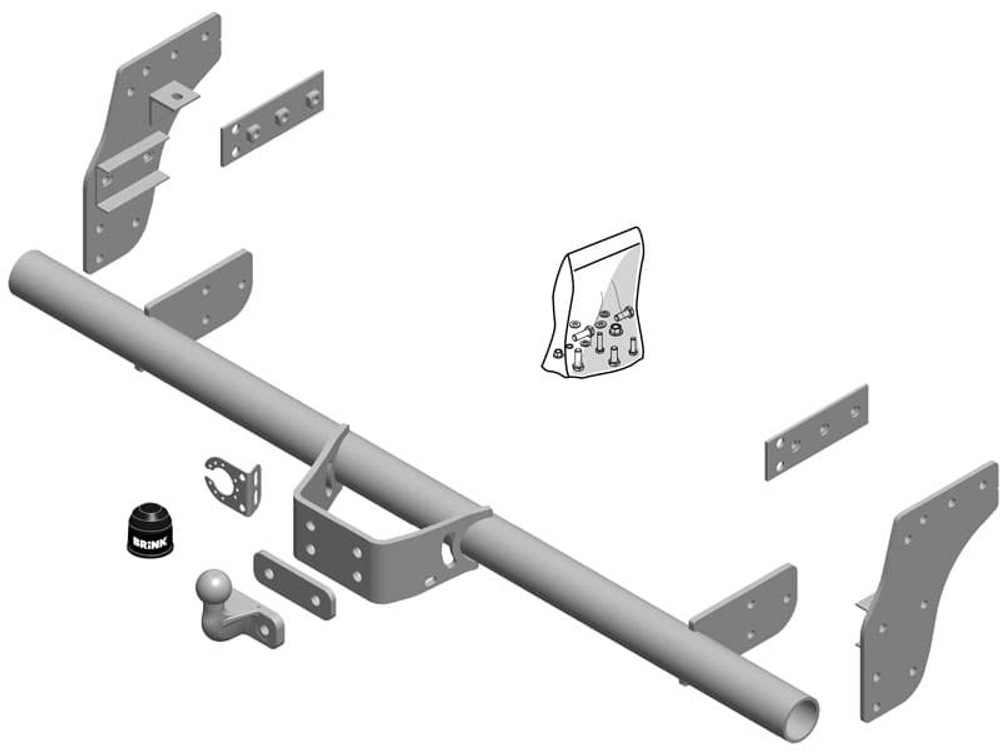 Фаркоп Brink (Thule) 604400 для MITSUBISHI L 200 / FIAT FULLBACK 15-(паспорт и сертификат в комплекте)(без электрики)