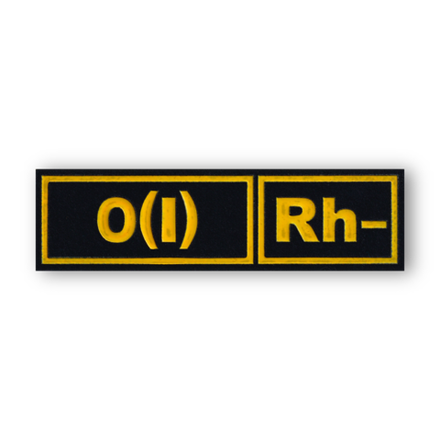 Нашивка ( Шеврон ) На Грудь Группа Крови 0(I) Rh- Черная / Пластизоль