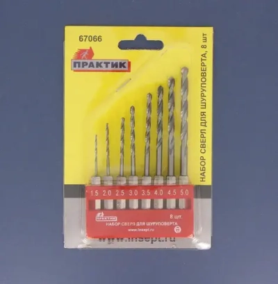 Сверла с шестигранным хвостовиком 1,5-5мм