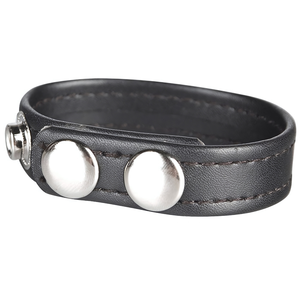 Кольцо на пенис из искусственной кожи на клепках SNAP COCK RING (Цвет: черный)