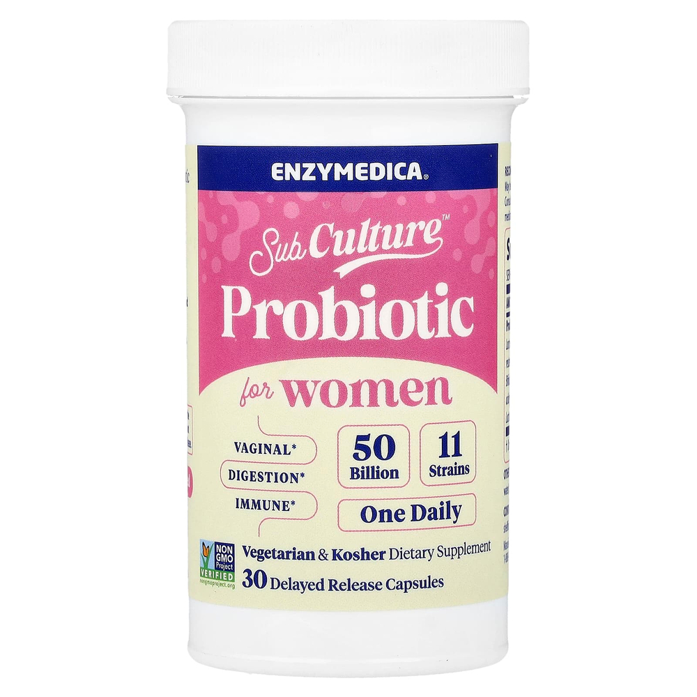 Enzymedica, SubCulture™, пробиотик для женщин, 50 млрд, 30 капсул с отсроченным высвобождением