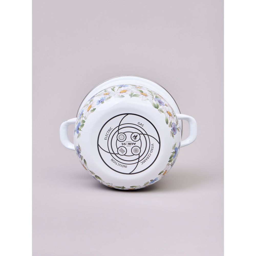 НАБОР КАСТРЮЛЬ AGNESS ЭМАЛИРОВАННЫХ СЕРИЯ "SENTIMENT", 6ПР. 1,5/2,8/3,6Л, 16Х10/20Х12/22Х13СМ