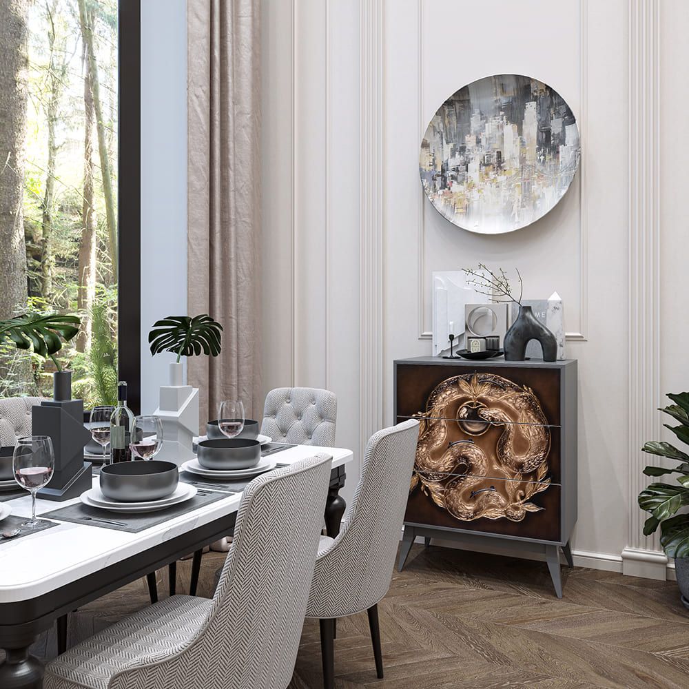 Комод Яблоко Евы с 3 ящиками Грей