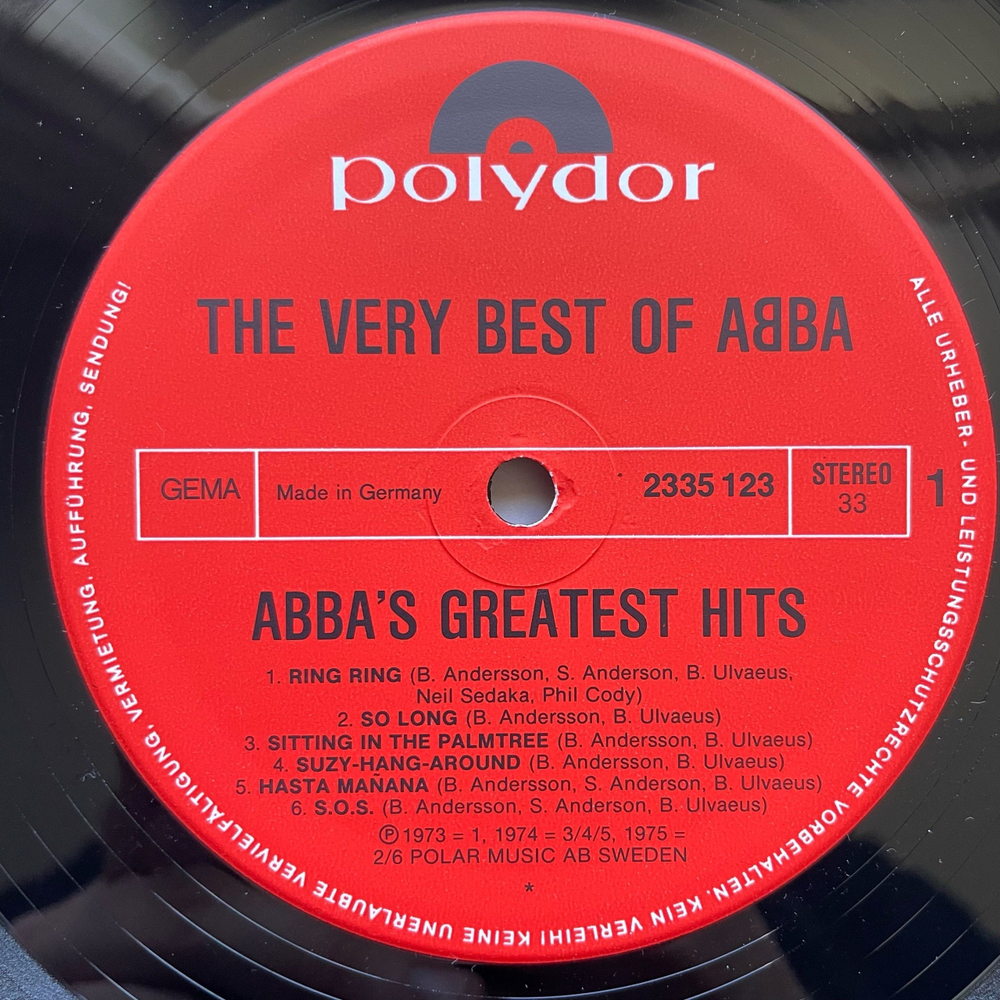 Винтажная виниловая пластинка LP ABBA АББА, The Very Best Of ABBA (ABBA's Greatest Hits) (Германия 1976)