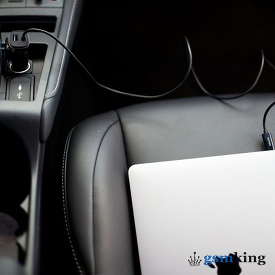 Kanex USB-C Car Charger 1.2m with (1 USB Port 15 + Lightning 5W) Black K181-1052-BK4F