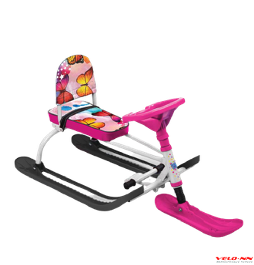 Снегокат Ника Twiny1+  с бабочками (белый каркас) TW1+/Б