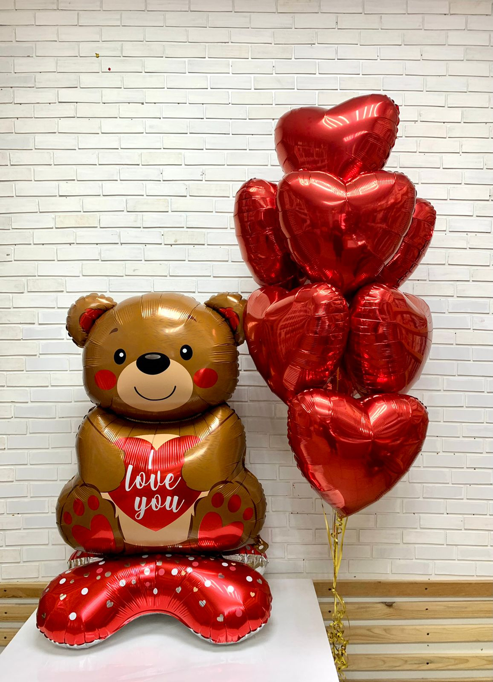 Фольгированный шар-фигура «Мишка с сердцем. I Love You» AIR, 147 см