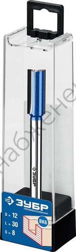 ЗУБР 12x30мм, хвостовик 8мм, фреза пазовая прямая с нижними подрезателями, серия Профессионал