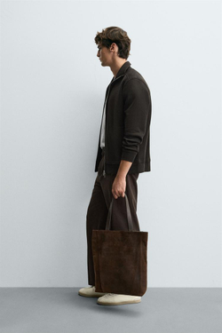 ZARA ТОЛСТОВКА В РУБЧИК НА МОЛНИИ, ТЕМНО-КОРИЧНЕВЫЙ