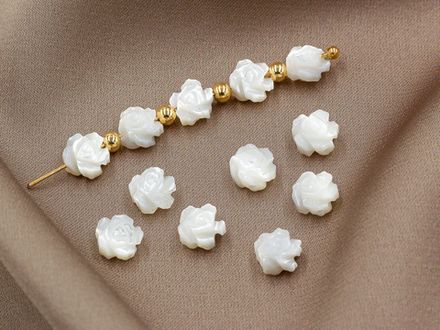 Бусина из перламутра "Роза" 6,5мм (1штука)