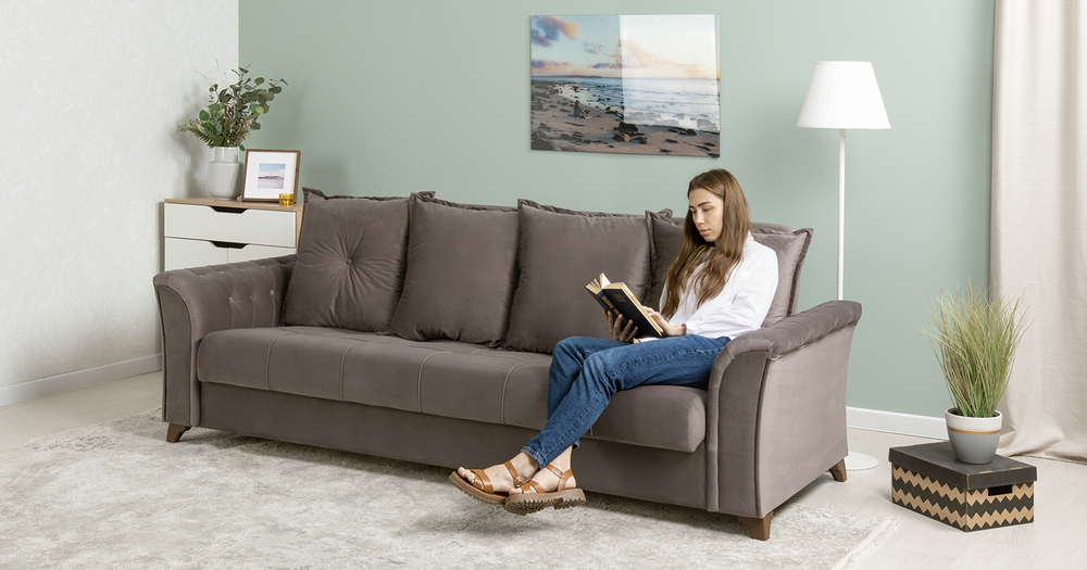 Ирис диван-кровать (серо-коричневый)