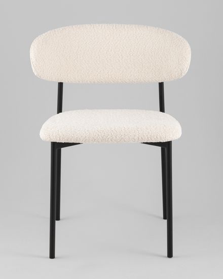 Стул Sevyn букле молочный, ножки черный металл