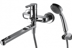 Смеситель для ванны с длинным изливом с аксессуарами Bravat Stream