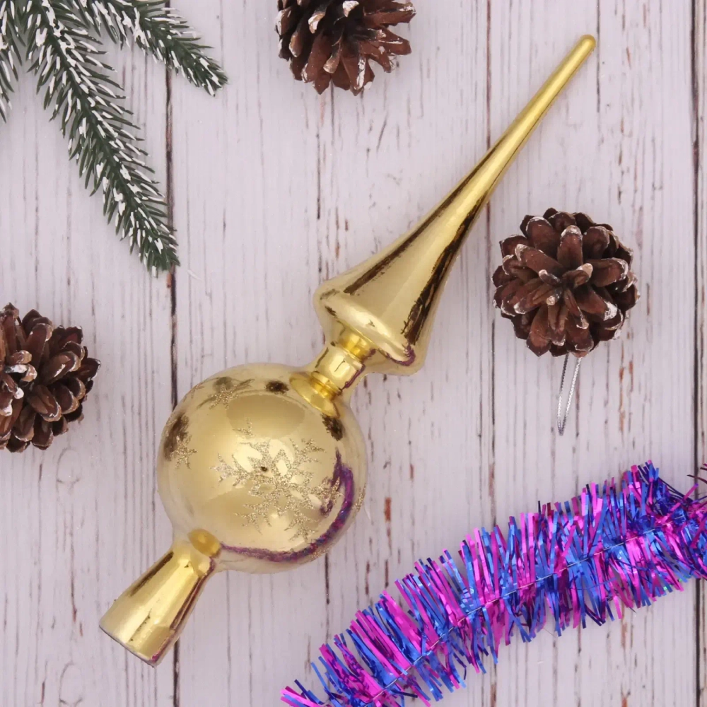 Верхушка на ёлку 26 см «Снежинка», Золото/золото