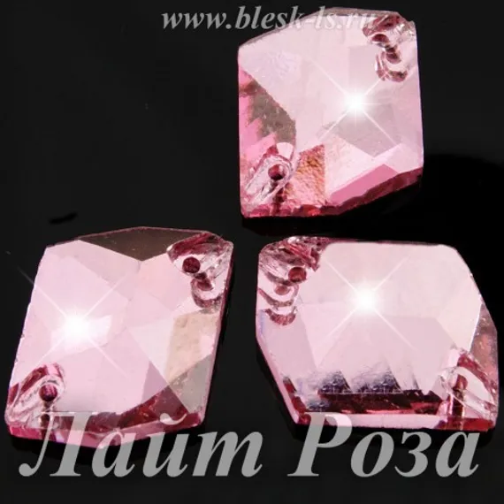 Пришивной ромб с 2 отверстиями, ЛС Лайт Роза