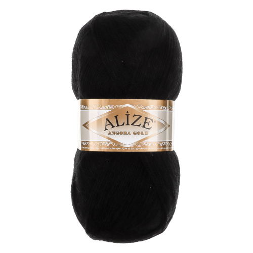 Пряжа Angora gold/Ализе 100г/550м 10 % мохер 10 % шерсть 80 % акрил (60-чёрный)