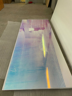 Бамбуковая панель "Зеркало 017" / "Mirror 017" (хром/розовый/голубой), 5мм 3000х1220мм (брак)