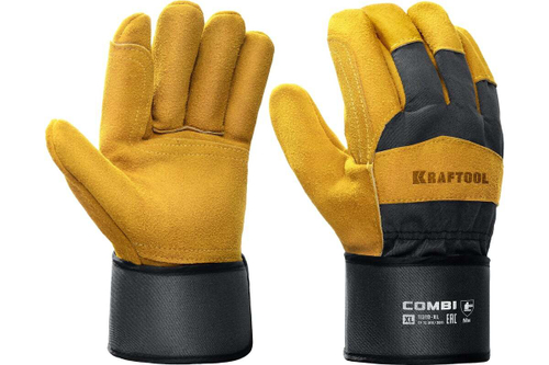 Комбинированные спилковые перчатки KRAFTOOL Combi XL 11310-XL