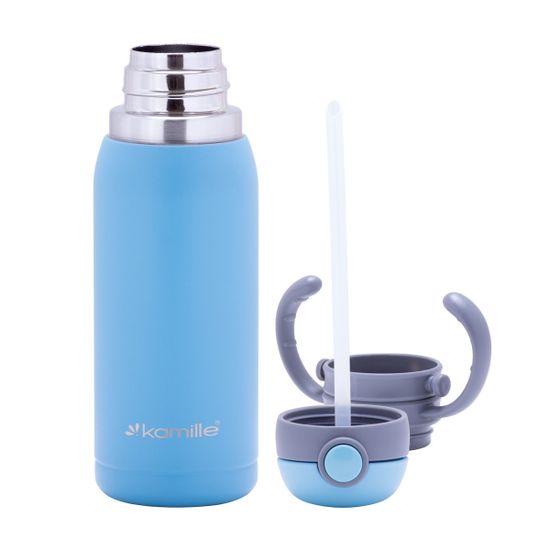 Термос для детей 450 мл. Kamille KM-2019B из нержавеющей стали с ремешком или двумя ручками