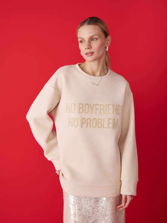 СВИТШОТ «NO BOYFRIEND» ПАСТЕЛЬНО-БЕЖЕВЫЙ