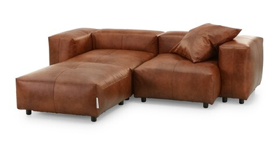 Диван с оттоманкой Фиджи Мадрас 2012 273*221*62 см, Коричневый Натуральная кожа Нераскладной Фиеста