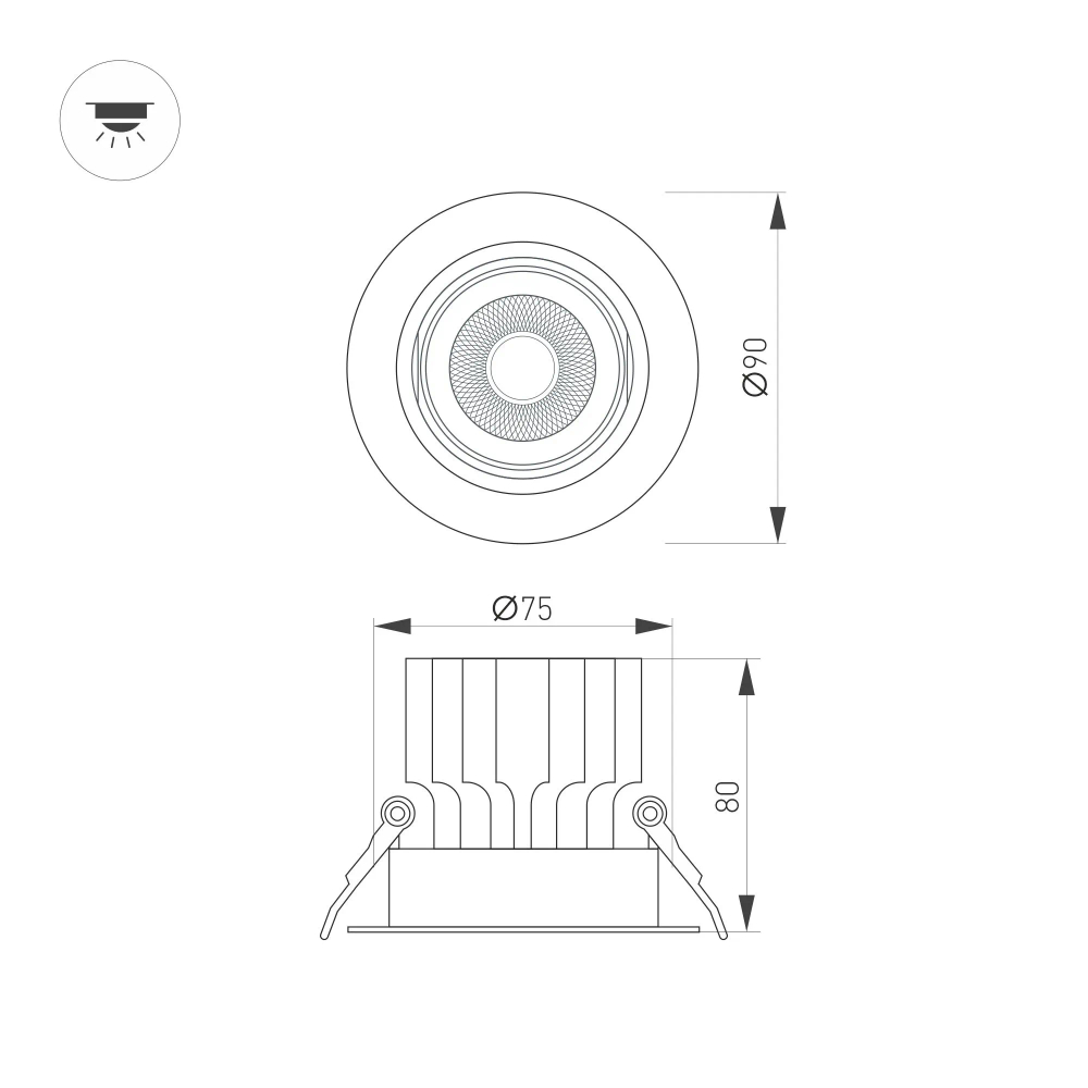 Светильник MS-VORTEX-BUILT-R90-12W Day4000 (WH-WH, 20 deg, 230V) (Arlight, IP20 Металл, 5 лет) 057759