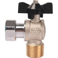 Кран шаровый STOUT НР 3/4 бабочка с гайкой угловой 32856