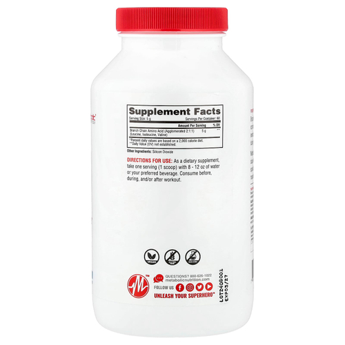 Metabolic Nutrition, BCAA, без добавок, 300 г (10,58 унции)
