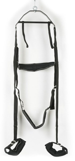 Черные секс-качели из широких ремней (Цвет: черный)