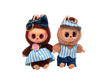 Мягкая игрушка брелок Лабубу Мальчик/Девочка в наряде 17см