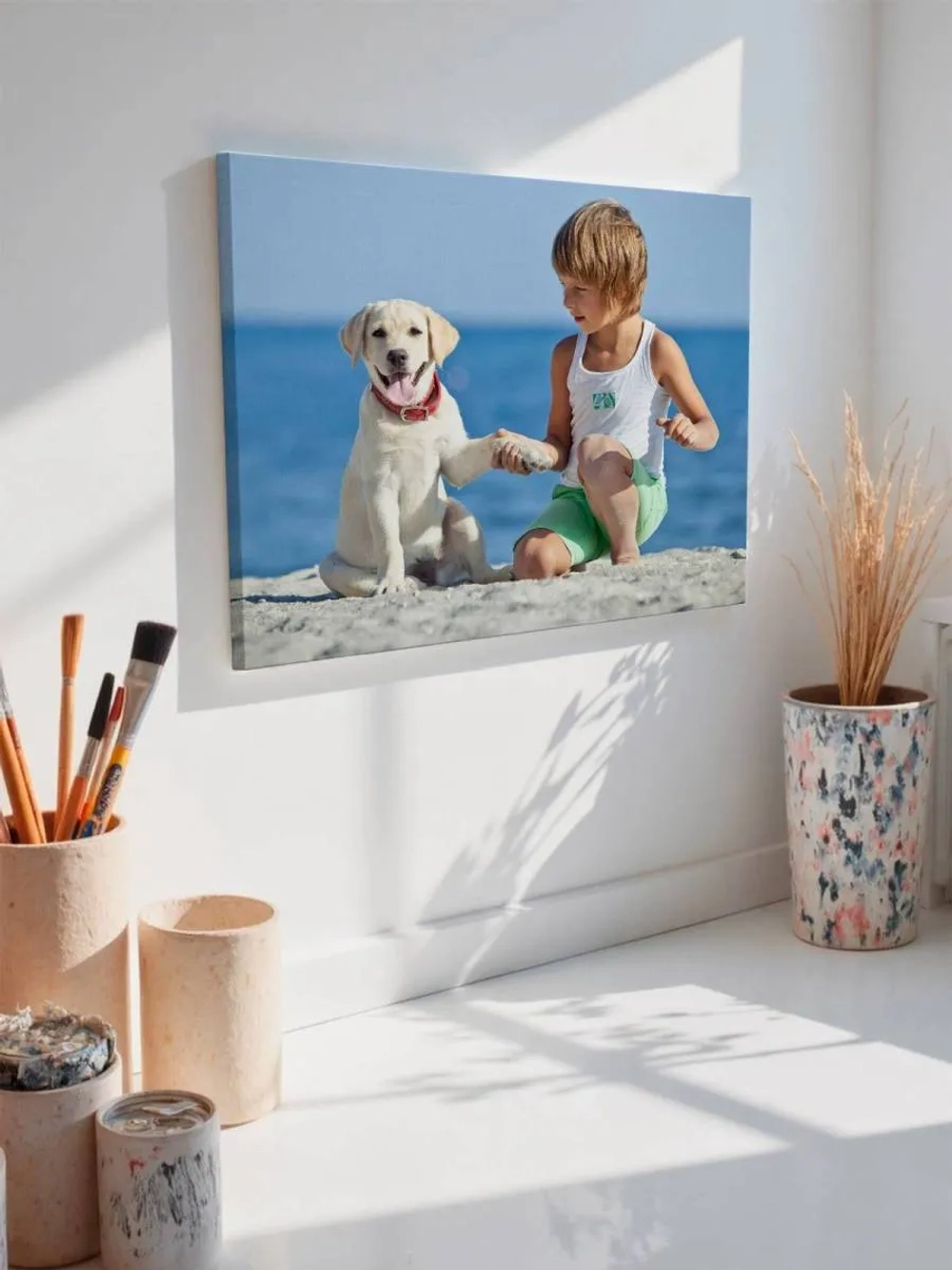 Картина на стену 40 X 50 Мальчик с собакой