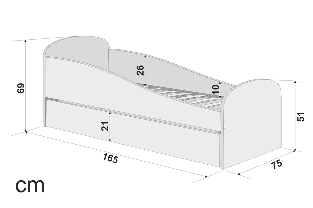 Детская мягкая кровать с ящиком Бельмарко Letmo черничный мусс рогожка