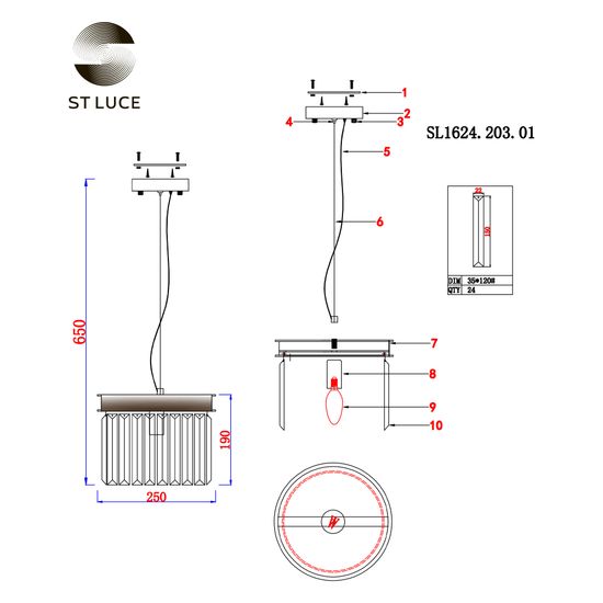 SL1624.203.01 Светильник подвесной ST-Luce шампань/прозрачный E14 1*40W ERCOLANO
