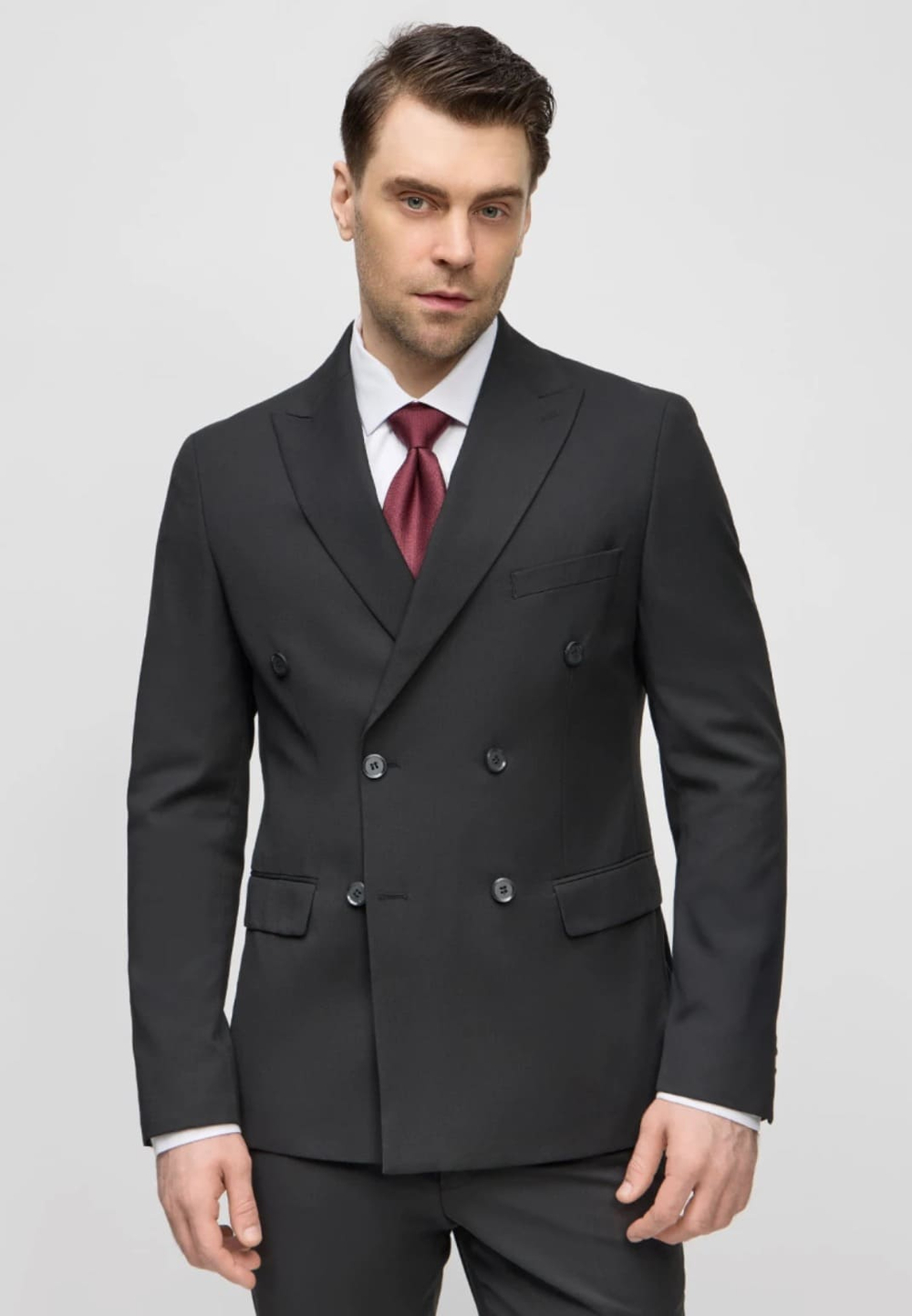 Мужской костюм двубортный (черный) В71