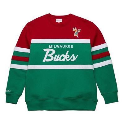 Толстовка Mitchell&Ness NBA Vintage Logo Head Coach Fleece Pullover Milwaukee Bucks Red-Green