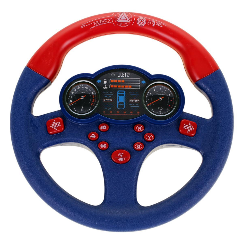 Руль музыкальный 16см, синий, коробка 1026-19